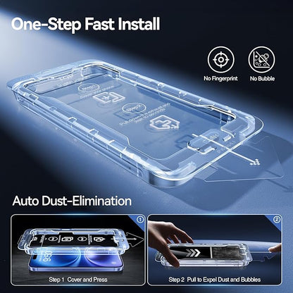 SMARTDEVIL 2 Pack Screen Protector for iPhone 16 (6.1 Inch) Tempered Glass, HD Clear Film, Easy Installation, Dust-Free & Bubble-Free