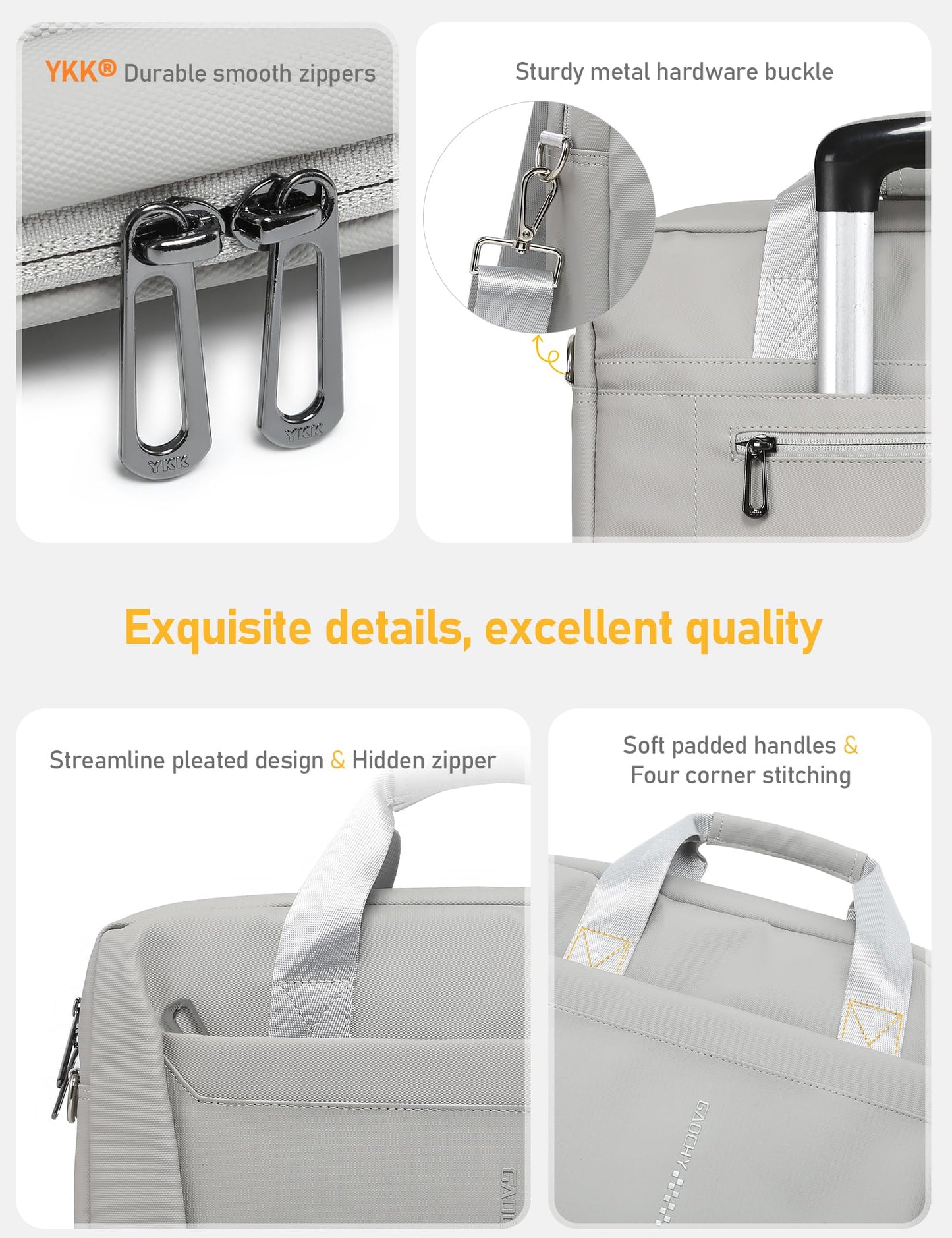 GAOCHY 13-14 Inch Laptop Shoulder Bag Business Briefcase Water Resistant Computer Messenger Bags Compatible with MacBook Pro 14, MacBook Air 13 M4, HP, Dell, ASUS Notebook, Grey