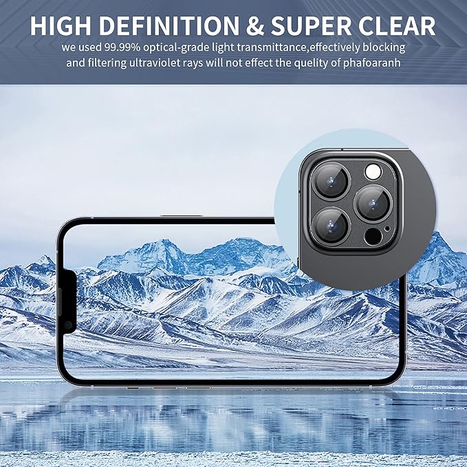 Camera Lens Protector for iPhone 14 Pro/iPhone 14 Pro Max, Alloy Metal Camera Cover with Tempered Glass Screen Protector Accessories,Black 2 Pack