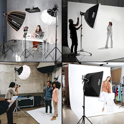 Godox SL60IID Softbox Lighting Kit Professional Studio Equipment with Softbox, SL60II-D 75W LED Video Light 3-Light Kit with APP control, Reflector, light stand, Boom Arm for Portrait Product Shooting