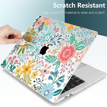 TWOLSKOO Compatible with MacBook Pro 13 inch Case 2023-2016 A2338 M2/M1 A2251 A2289 A2159 A1989 A1706, Plastic Hard Shell Cover & Keyboard Skin & Screen Protector, Abstract Flower
