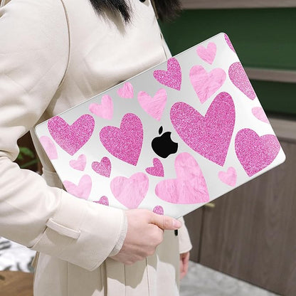 MEEgoodo for MacBook Air 13 inch Case 2021 2020 2019 2018 Released A2337 M1 A2179 A1932 with Touch ID, Plastic Hard Shell & Keyboard Cover Compatible with MacBook Air Case 13.3,Glitter Hearts