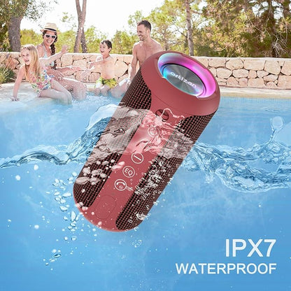 Ortizan X10 Portable Bluetooth Speaker, 24W Stereo Sound, IPX7 Waterproof, 30H Playtime, 66ft Bluetooth Range, TWS Pairing, Red