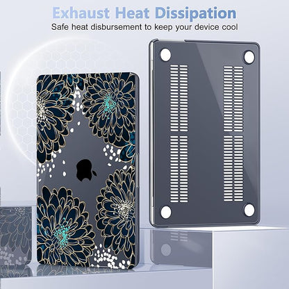 Case for MacBook Air 15 Inch 2025 2024 2023 Release M4 A3241 M3 A3114 M2 A2941, Hard Shell with Screen Protector & Keyboard Cover, Compatible with Touch ID, Luxury Floral