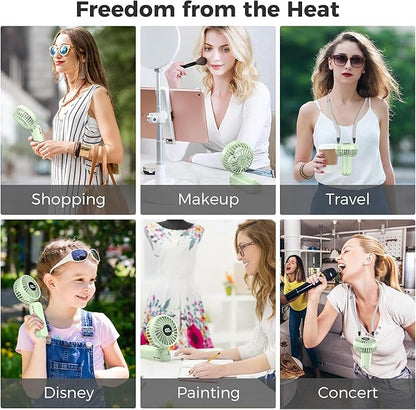 Portable Handheld Fan, 5000mAh Rechargeable Battery, Max 15H Cooling, 4 Speeds, LED Display, Foldable Design, 3-IN-1 Personal Pocket Fan with lanyard for Travel Outdoors Makeup Concert Commute