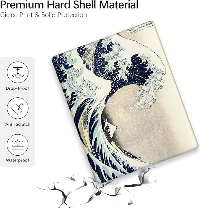 Berkin Arts for MacBook Pro 14 inch Cover A3401 A3185 A3112 A2992 A2918 A2779 A2442 with M4 M3 M2 M1 Chip(2021-2024 Release) Keyboard & Screen Cover Protector Ukiyo-e (The Great Wave by Hokusai)