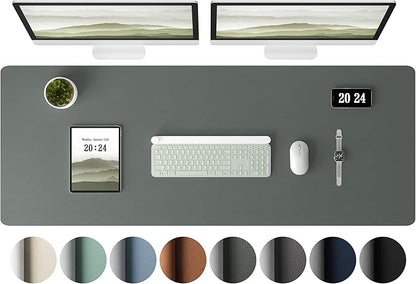 Aothia Leather Desk Pad Protector, Office Desk Mat, Large Mouse Pad, Laptop Desk Pad, Non-Slip PU Leather Desk Blotter, Waterproof Desk Writing Pad for Office and Home (Jungle Green, 47" x 17")