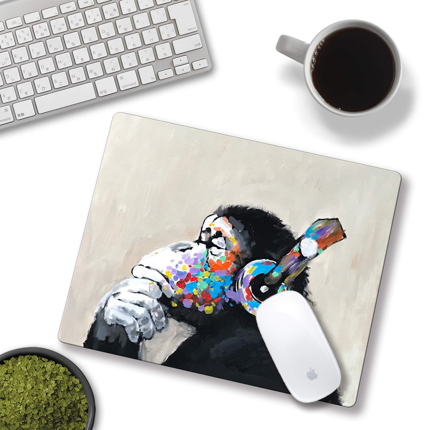 SHALYSONG Gorilla Oil Painting Mouse Pad, Non-Slip Small Computer Mousepad