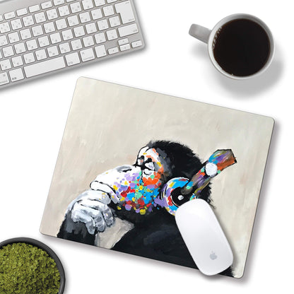 SHALYSONG Gorilla Oil Painting Mouse Pad, Non-Slip Small Computer Mousepad