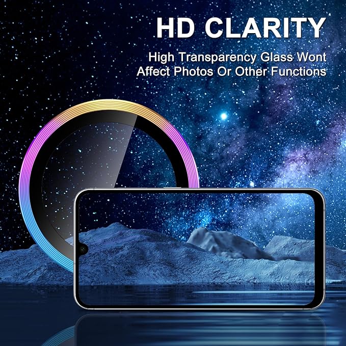 for Samsung Galaxy A16 Camera Lens Protector, Individual Metal Ring Tempered Glass Lens Cover, [Strong Adsorption] Scratch Resistant Ultra-Thin HD Clear Lens Cover, 1 Set-Colorful