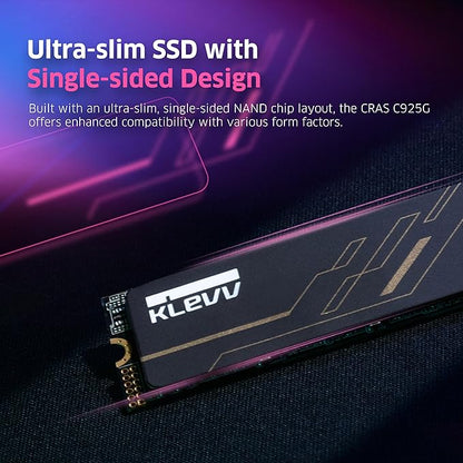 KLEVV CRAS C925G 500GB M.2 2280 NVMe PCIe Gen4x4 Internal Gaming SSD with Graphene Heatsink, Compatible with PS5, up to 7400MB/s (K500GM2SP0-25G)