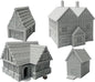 Paintable Tabletop Miniature Little Town Building Terrains Compatible with RPG War Games - 18mm Scale Dioramas Building Set Scenery with Medieval Architecture Style by HAUTICO (HVillageHouses2-1)