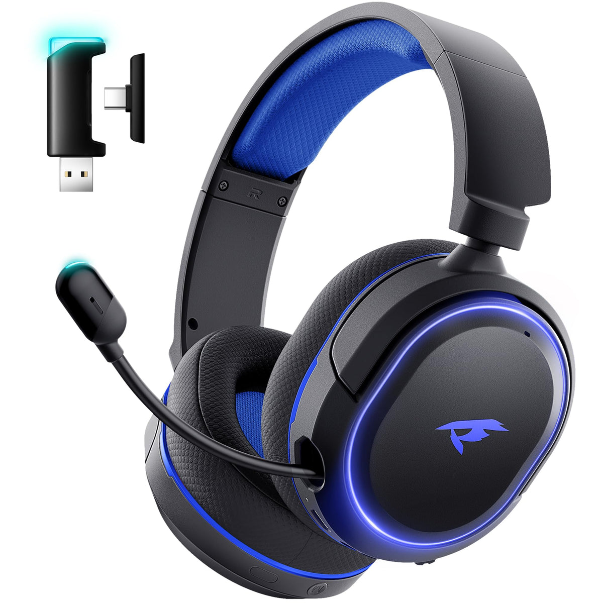 Wireless Gaming Headset for PC PS5 PS4 Mac Switch 7.1 Surround Sound 100-Hr