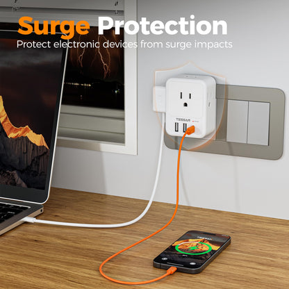 TESSAN Surge Protector Wall Outlet Extender, Multi Plug Outlet Splitter