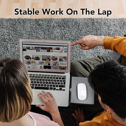 EHO Laptop Lap Pad - Laptop Stand Pad w Retractable Mouse Pad Tray, Anti-Slip Heat Shield Tablet Notebook Computer Stand Table w/Sturdy Stable Cooler Work Surface for Bed Sofa Couch or Travel