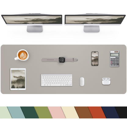 Leather Desk Pad Protector, Office Mat, Large Mouse Pad, Non-Slip Blotter, Laptop Pad, Waterproof Writing Pad for Office & Home (Grey Blue, 40" x 17")