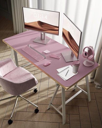 YSAGi Leather Desk Protector, Office Mat, Large Mouse Mat, Non-Slip PU Leather Blotter, Laptop Pad, Waterproof Writing Pad for Office and Home (Pale Mauve, 47.2" x 23.6")