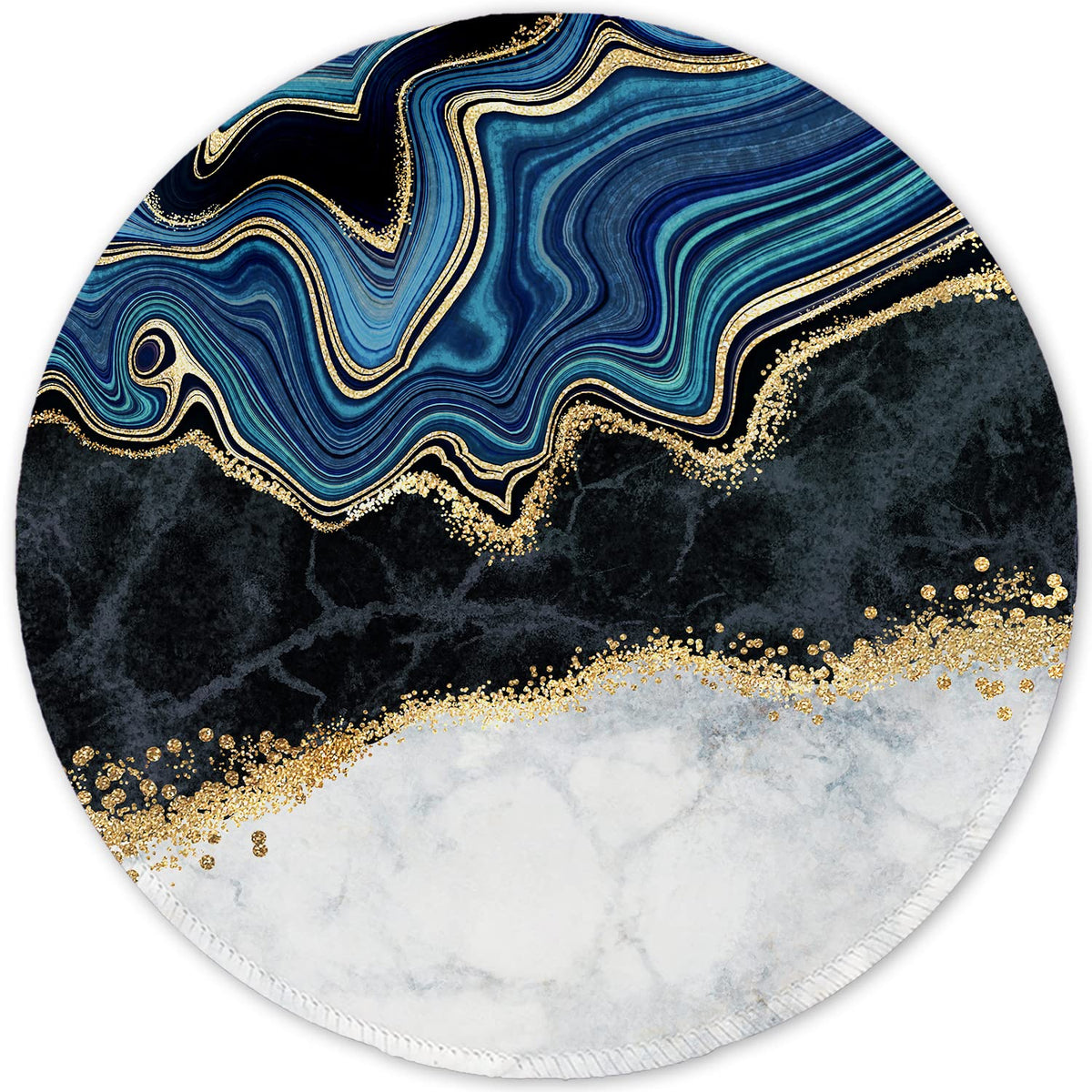 ITNRSIIET Round Mouse Pad with Stitched Edge Premium-Textured Waterproof Non-Slip Rubber Base Desktop Protection Mat Diameter 8.7 inches, Rose Gold Marbling