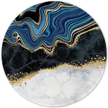 ITNRSIIET Round Mouse Pad with Stitched Edge Premium-Textured Waterproof Non-Slip Rubber Base Desktop Protection Mat Diameter 8.7 inches, Rose Gold Marbling