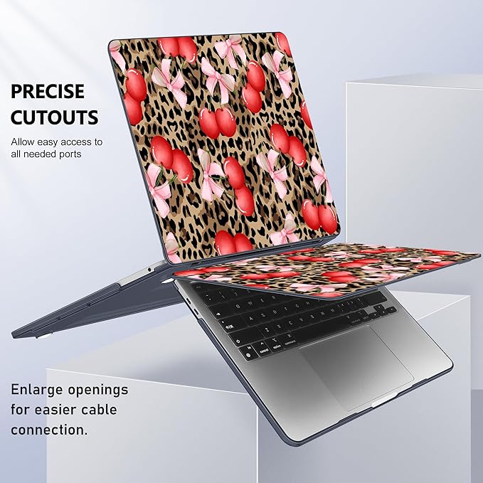 Case for MacBook Pro 13 inch with/Without Touch Bar (2016-2022, M2 A2338 M1 A2289 A2251 A2159 A1989 A1706 A1708), Hard Shell + Keyboard Cover + Dust Plug, Leopard Cherry