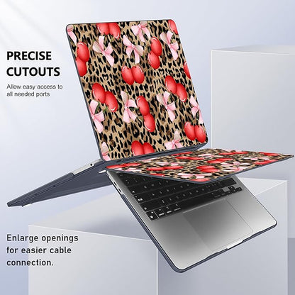 Case for MacBook Pro 13 inch with/Without Touch Bar (2016-2022, M2 A2338 M1 A2289 A2251 A2159 A1989 A1706 A1708), Hard Shell + Keyboard Cover + Dust Plug, Leopard Cherry