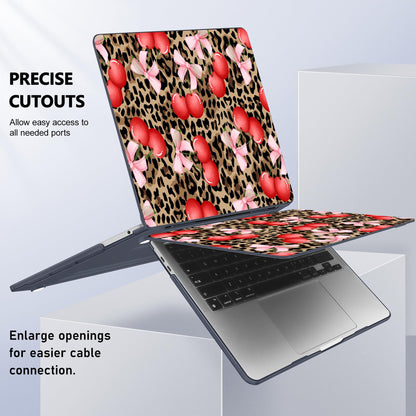 Lepeoac Case for MacBook Pro 13 inch Case M2 2022-2016 A2338 M1 A2251 A2289 A2159 A1989 A1708 A1706, Plastic Hard Shell + Keyboard Cover + Dust Plug, Leopard Cherry