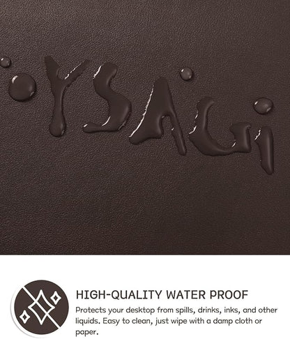 YSAGi Non-Slip Leather Desk Pad, Waterproof Laptop Computer Desk Keyboard Mat, Table Protector Blotter Mat, Large Mouse Pad for Office/Work/Home/Decor(Dark Brown, 31.5" x 15.7")