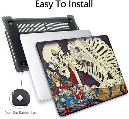 Berkin Arts Compatible with MacBook Air 13 inch Cover, 2022-2018 Release A1932 with Touch ID with Keyboard Cover & Screen Protector Feudal Japan Art (The Skeleton Specter by Kuniyoshi)