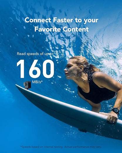 Lexar 2TB Blue Micro SD Card Up to 160MB/s, microSDXC UHS-I Memory Card with SD Adapter, C10, U3, A2, V30, Full HD, 4K UHD, High Speed TF Card