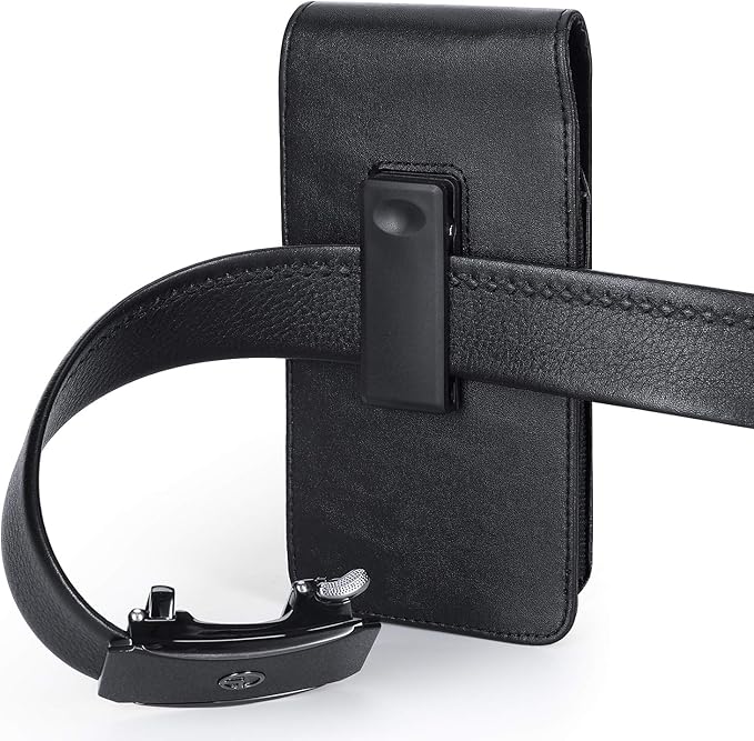 BECPLT Phone Holster for Apple iPhone 17 Pro 16/15/14/13/12/11 Pro Leather Belt Case,Swivel Clip Pouch Holster Belt Clip Case for Galaxy S25 S24 S23 S22 S21 Google Pixel 5 4a 5G 4 LG -Black