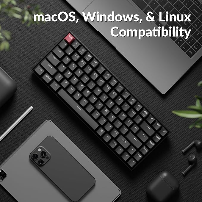 Keychron K2 75% Layout QMK Wireless and Wired Options Mechanical Keyboard Super Red Switch, Paired with Shine-Through Double-Shot PBT Keycaps for Mac Windows-Version 3