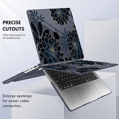 for MacBook Pro 16 inch Case 2021 2022 2023 2024 Release A3186 A3403 M4 A2991 M3 A2780 M2 A2485 M1 Pro/Max, Hard Shell Case with Screen Protector & Keyboard Cover, Flower Dahlia