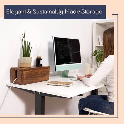 Mango Cable Management Box - Rustic Design (Natural, Large)
