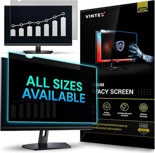 VINTEZ 23.8 Inch 16:9 Privacy Screen for Computer Monitor and Laptop - Anti Glare Protector Film Blue Light Filter Eye Protection - Computer Screen Privacy Shield, [1 Pack]