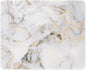 ITNRSIIET Mouse Pad with Stitched Edge Premium Textured Smooth Precise Operation Waterproof Washable Non-Slip Rubber Base Desktop Protection Mat, 10.2×8.3×0.12 inches, Gray Marbling Gold