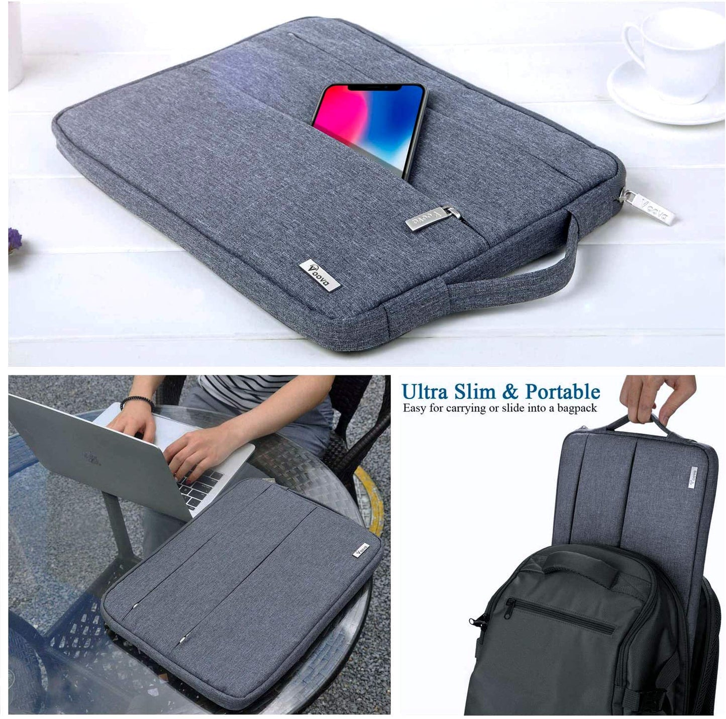 Voova 13.3-13 Inch Laptop Sleeve, MacBook Case，Laptop Case,Dark Gary