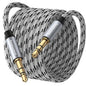 Aux Cable (20 ft), [Copper Shell, Hi-Fi Sound] 3.5 mm Male to Male Braided Auxiliary Cord Compatible with Headphone, Smartphone, Home/Car Stereo, Speaker, Echo & More