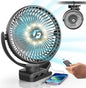 8-inch Clip-on Fan - 12000mAh Portable Rechargeable Battery With 3 Speeds and Strong Airflow, USB Small Desk Personal Quiet for Office, Stroller, Bedroom and Camping