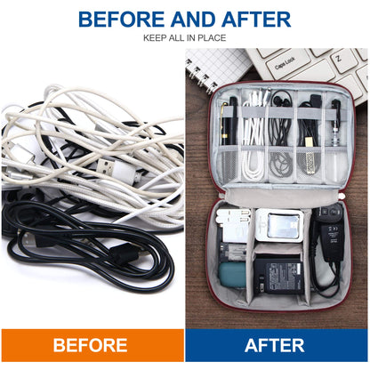 SELLYFELLY Electronics Organizer Travel Universal Cable Organizer Bag Waterproof Electronics Accessories Storage Cases for Cable, Charger, Phone, USB, SD Card, Hard Drives, Power Bank, Cords