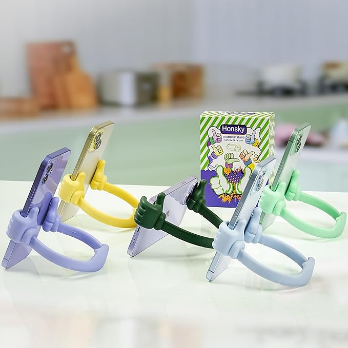 Honsky Thumbs up Cell Phone Stand,Stocking Stuffers Idea,Ok Stand Tablet Stand Cradle for Desk,Smartphone Cellphone Mobile Phone Tablets - Universal Adjustable Flexible - Light Purple