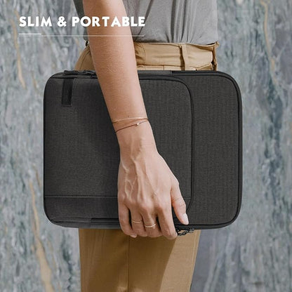 MoKo 12.9 Inch Tablet Sleeve Bag Carrying Case with Pockets Fits 13 Inch New iPad Pro M4 & Air M2 2024, iPad Pro 12.9 M2&M1, Surface Laptop Go 12.4", Galaxy Tab S8+/S9+ 12.4", Black & Gray