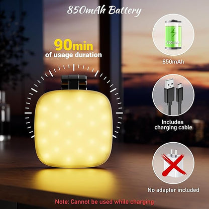 Magnetic Selfie Light for Phone: 5 Led Mode with Mirror Compatible for iPhone & Android - Rechargeable Portable Fill Light for Photography/Video Recording/Conference/Vlog/Makeup (Black)
