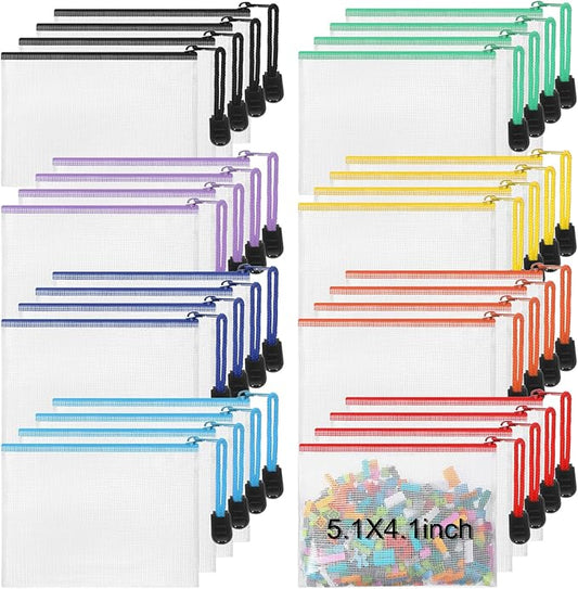 Jetec 32 Pcs Mesh Zipper Bags Bikini Organizer,Sweet Color,5.1 x 4.1 Inch