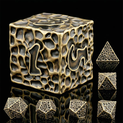 Haxtec Metal DND Dice Set, 7 Pcs Dragon Pattern Polyhedral Dice for RPG
