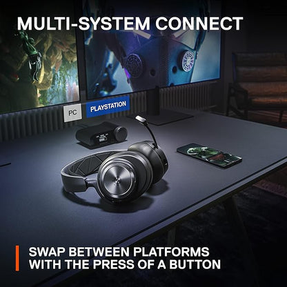 SteelSeries Arctis Nova Pro Wireless Multi-System Gaming Headset - Premium Hi-Fi Drivers - Active Noise Cancellation - Infinity Power System - Stealth Retractable Mic - PC, PS5/PS4, Switch, Mobile