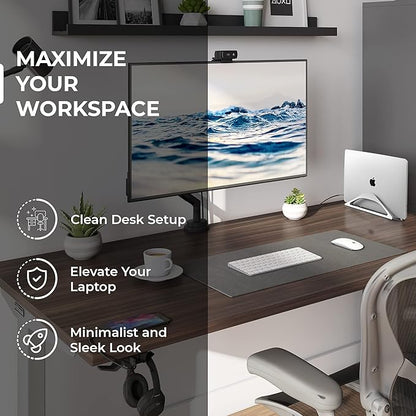 HumanCentric Vertical Laptop Stand for Desks in Silver Color, Upright Adjustable Holder to Dock Apple MacBook, MacBook Pro, and Other Laptops to Organize Work & Home Office, Automatic Grip