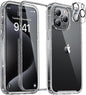 Miracase Glass Series for iPhone 15 Pro Max Case 6.7 Inch, Full-Body Drop Proof Phone Case for iPhone 15 Pro Max with Built-in 9H Tempered Glass Screen Protector + Camera Protector, Clear Glitter