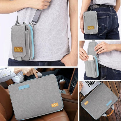 Laptop Case 15.6 Inch Briefcase Military-Grade Protection with Detachable Belt Bag, Compatible All Model of 15-16 Inch MacBook Pro and Most Popular 15.6 Inch Notebooks Chromebooks (Gray&Blue)