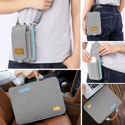 ZINMARK Laptop Case 15.6 Inch Briefcase Military-Grade Protection with Detachable Belt Bag, Compatible All Model of 15-16 Inch MacBook Pro and Most Popular 15.6 Inch Notebooks Chromebooks (Gray&Blue)