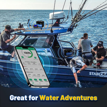 WattCycle 12V 100Ah LiFePO4 Battery, Group 24 Lightweight Lithium Battery with 120A Smart BMS, IP67 Waterproof, Bluetooth Monitoring Battery for RV, Boat, Solar, Off-Grid Backup Power
